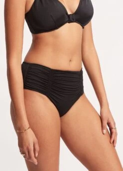 Seafolly Collective Gathered Front Retro Pant - Black -Bikini Sales Store 40343 942 Black 4