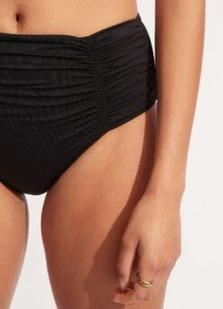Seafolly Collective Gathered Front Retro Pant - Black -Bikini Sales Store 40343 942 Black 6