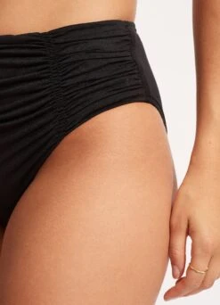 Seafolly Collective Gathered Front Retro Pant - Black -Bikini Sales Store 40343 942 Black 7