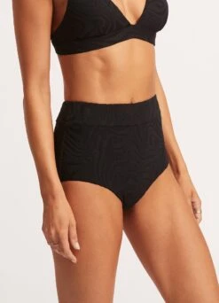 Second Wave High Waisted Pant - Black -Bikini Sales Store 40558 968 Black 4
