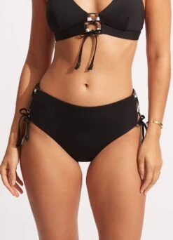 Sun Stripe Wide Side Lace Up Retro - Black 10 Sun Stripe Wide Side Lace Up Retro - Black -Bikini Sales Store 40685 947 Black 3