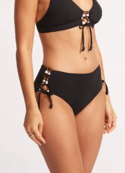 Sun Stripe Wide Side Lace Up Retro - Black 11 Sun Stripe Wide Side Lace Up Retro - Black -Bikini Sales Store 40685 947 Black 4
