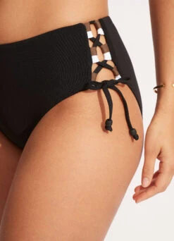 Sun Stripe Wide Side Lace Up Retro - Black 13 Sun Stripe Wide Side Lace Up Retro - Black -Bikini Sales Store 40685 947 Black 6