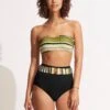 Sun Stripe High Waisted Pant With Belt - Avocado -Bikini Sales Store 40686 947 Avocado 1