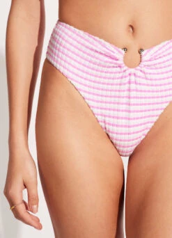 Sorrento Stripe High Waisted Bikini Bottom - Parfait Pink -Bikini Sales Store 40720 027 ParfaitPnk 7