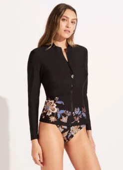 Silk Road Long Sleeve Rash Vest - Black 9 Silk Road Long Sleeve Rash Vest - Black -Bikini Sales Store 60203 020 Black 5