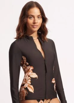 Castaway Long Sleeve Sunvest - Black -Bikini Sales Store 60203 980 Black 3