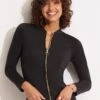 Seafolly Collective Long Sleeve Sunvest - Black -Bikini Sales Store 60267 942 Black 1