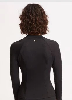 Seafolly Collective Long Sleeve Sunvest - Black 10 Seafolly Collective Long Sleeve Sunvest - Black -Bikini Sales Store 60267 942 Black 4