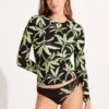 Palm Paradise Long Sleeve Sunvest - Black 2 Palm Paradise Long Sleeve Sunvest - Black -Bikini Sales Store 60278 028 Black 3