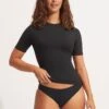 Seafolly Collective Short Sleeve Sunvest - Black -Bikini Sales Store 60280 942 Black 3